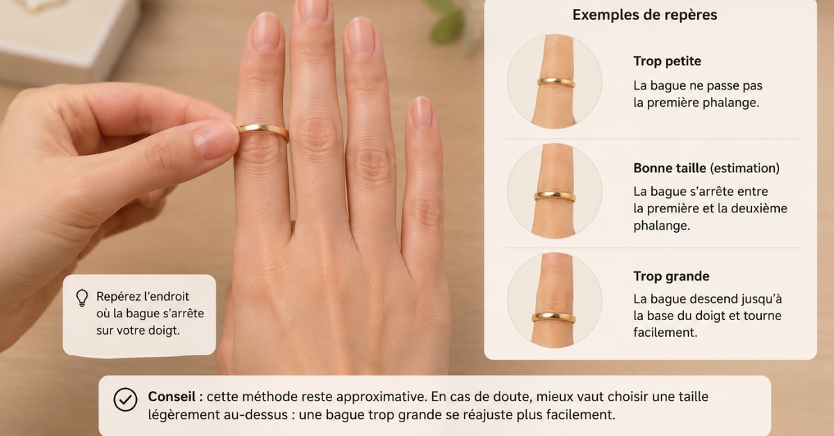 Comparer la bague avec son doigt